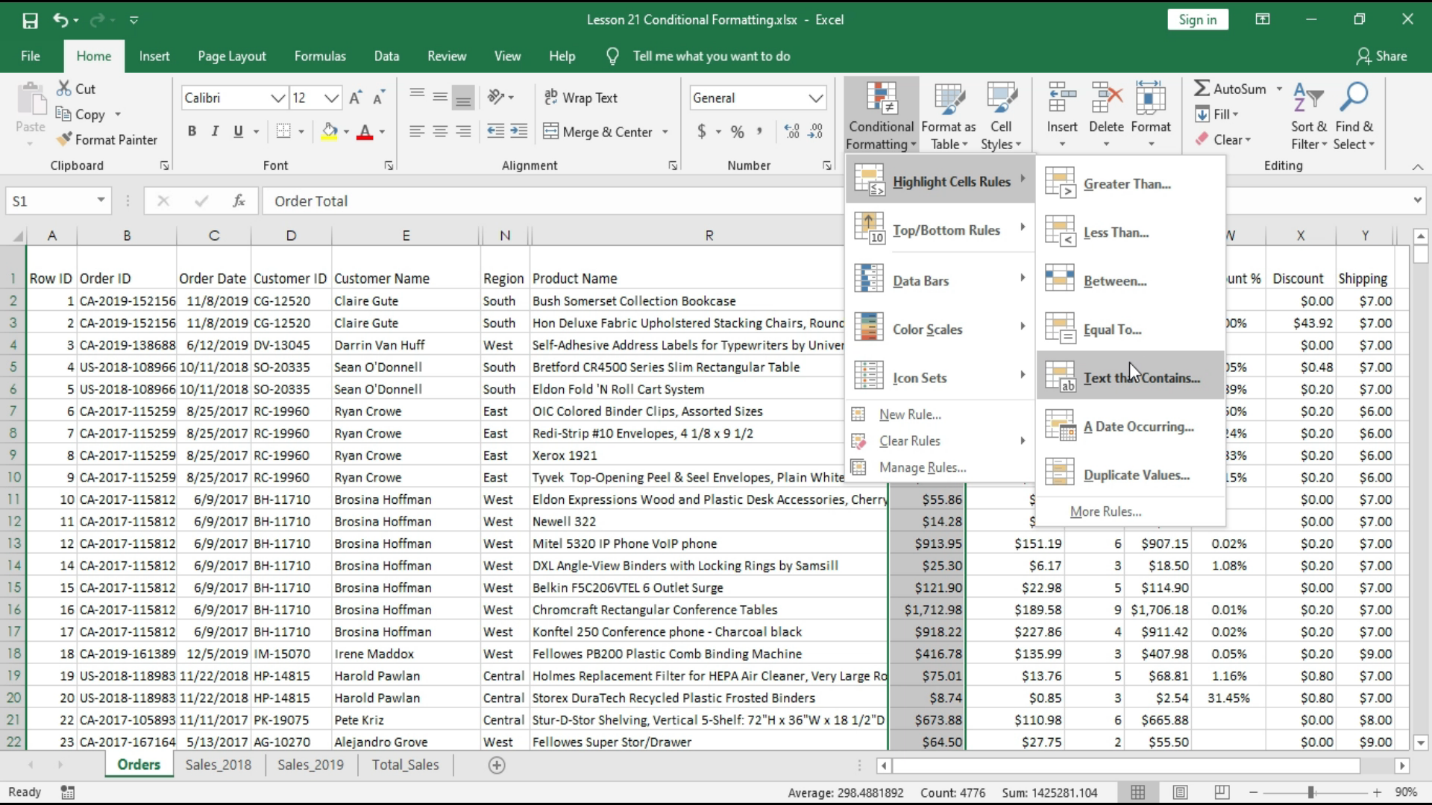 Conditional Formatting